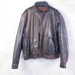 Vintage 90s y2k Reed Brown Leather Bomber Jacket Aviator Flyboy Men's Size Large